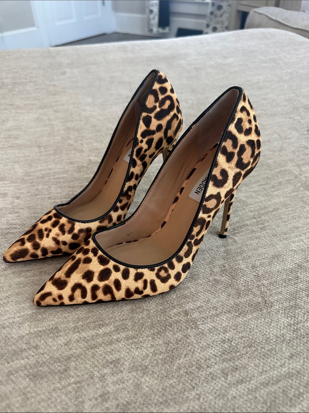Steve Madden Leopard-Print Pointed Toe Stilettos - Black & Tan